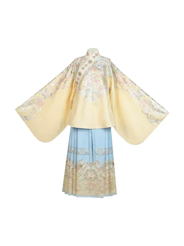 “Jin Yang Sui An” Ming-style set: straight-collar jacket + mamianqun – hanfu from Chonghui Hantang